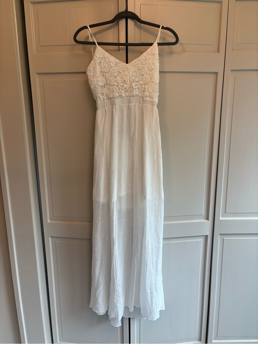 Boho White Lace Open Back Bodice Maxi Dress